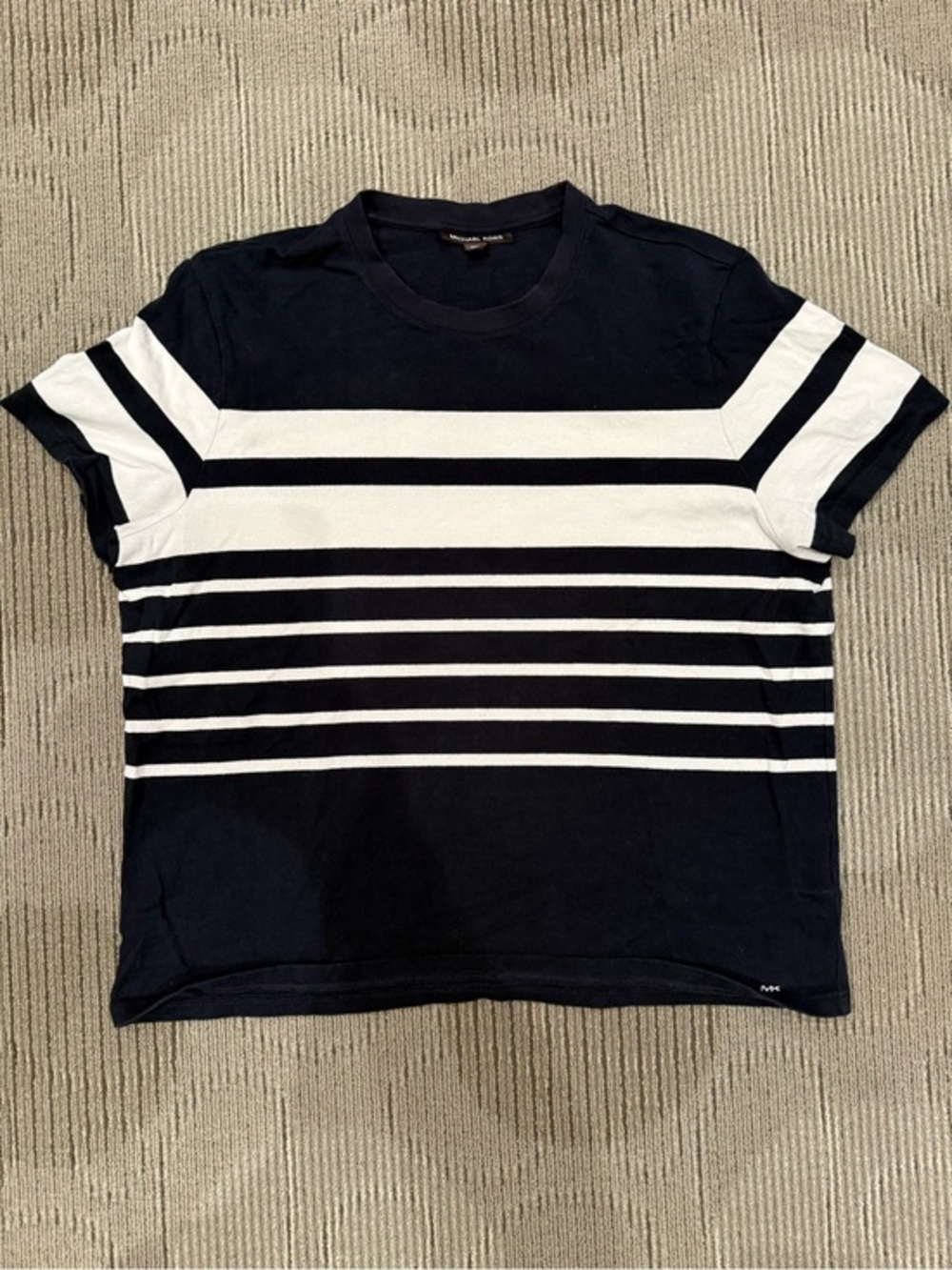Michael Kors Navy & White Striped Crewneck Tee